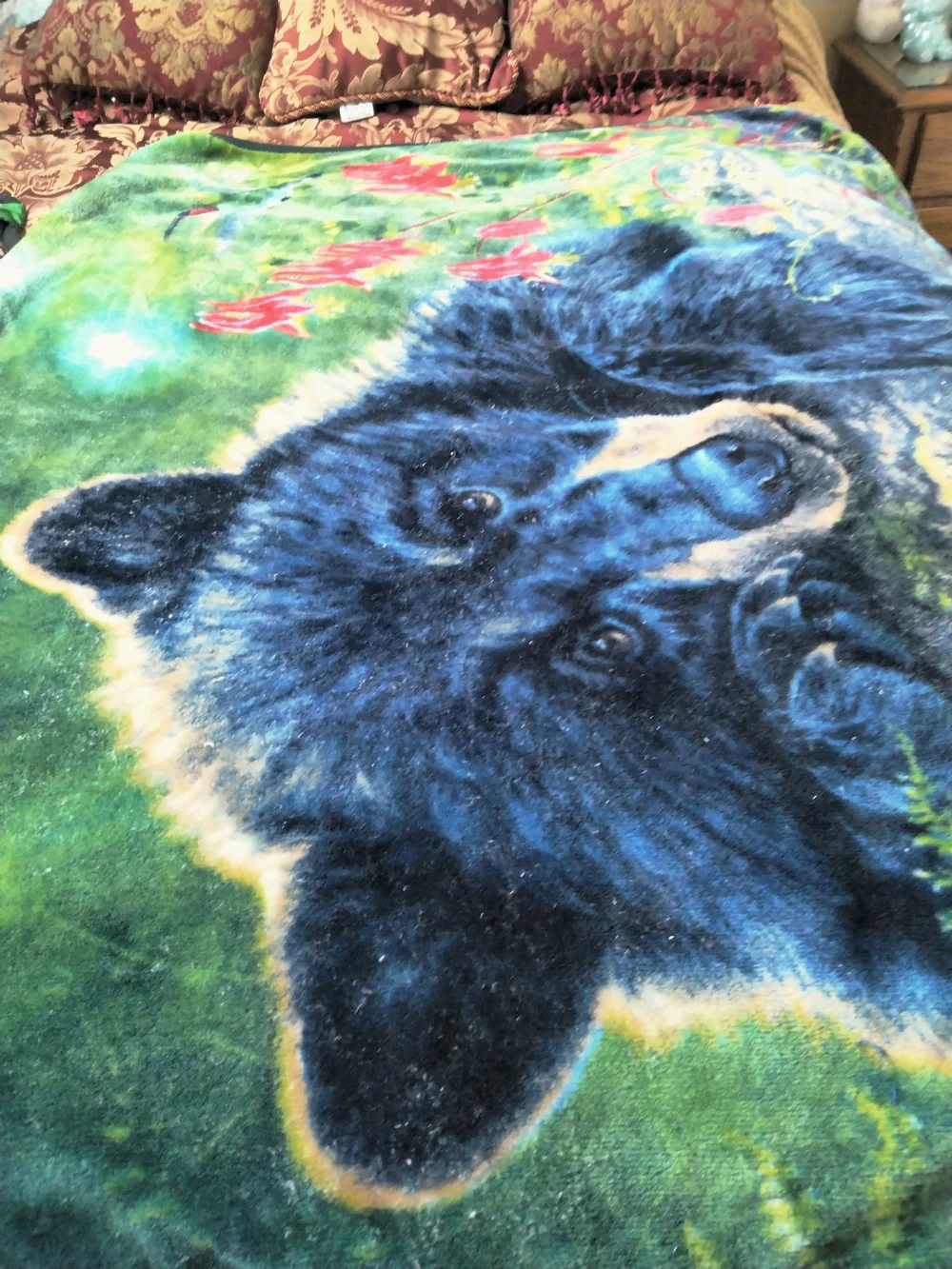 Northwest Plush Throw Blanket in Blue and Green Tie-Dye 54